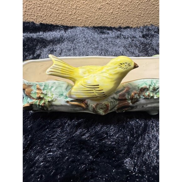 Vintage Ucagco Yellow Bird Planter With Yellow Bird & Tree Log Design - Picture 3 of 7